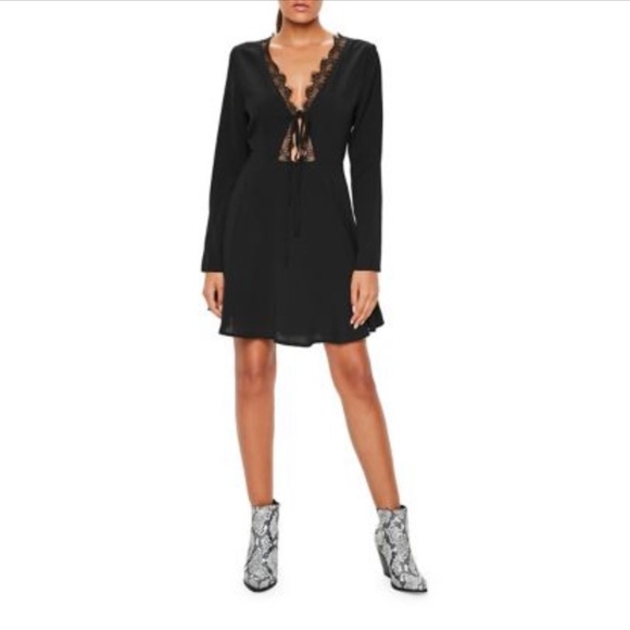 BNWT Missguided Black Lace Trim Dress - Picture 1 of 4